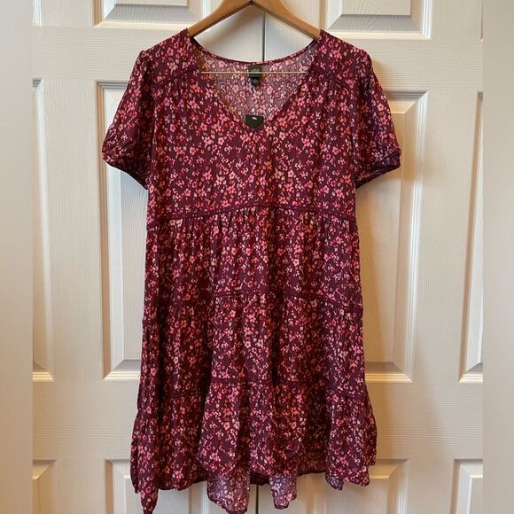 Pink and Purple Paisley Peasant Dress Size M NEW - Picture 1 of 5